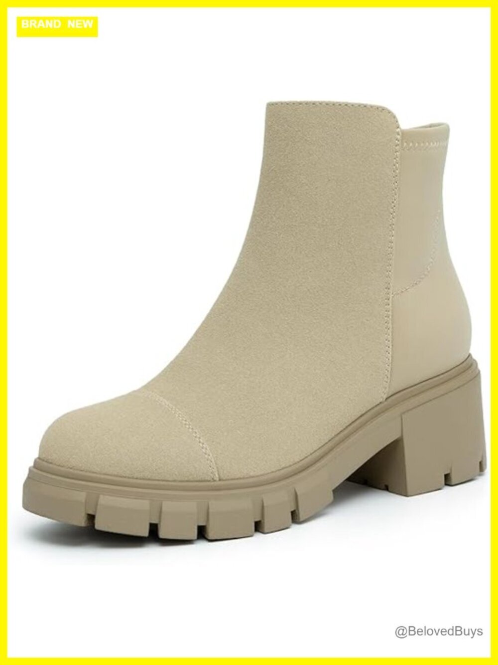 Platform Lug Sole Chunky Heel Chelsea Booties with Side Zipper